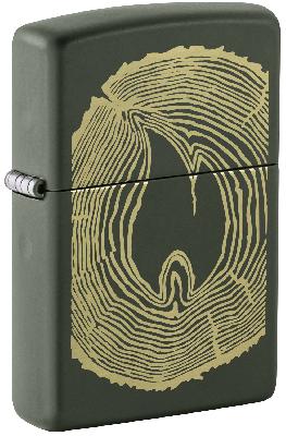 Зажигалка ZIPPO Wood Ring с покрытием Green Matte, латунь, овая, 38x13x57 мм