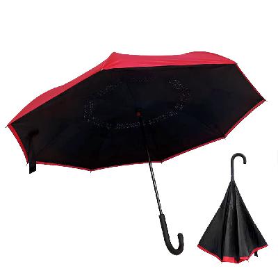Зонт-трость наоборот Shifter, черно-красный