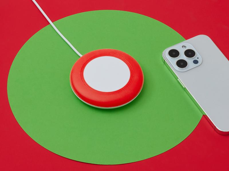 Беспроводное зарядное устройство Disc со встроенным кабелем 2 в 1