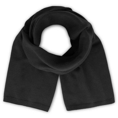 Шарф вязаный  двойной "WIND SCARF-S", черный,100% переработанный полиэстер