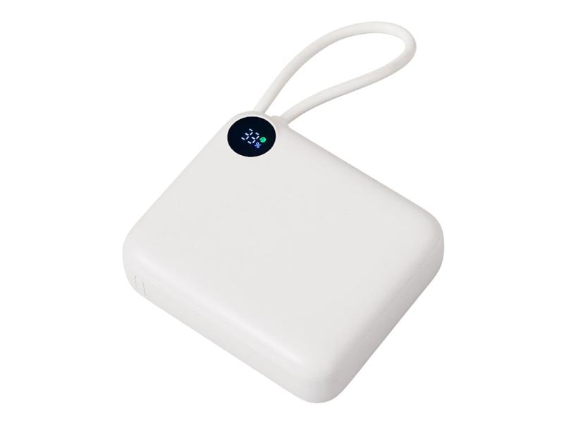 Внешний аккумулятор со встроенным кабелем Liri, QC/PD, 10000 мАч