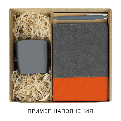 Коробка самосборная  Zand Node , L, 257*246*100 мм, с ложементом под ежедневник и кружку, крафт