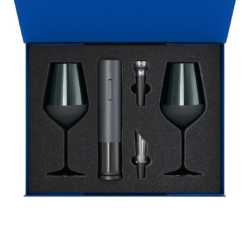 Подарочный набор 2 бокала для вина Emerald + набор для вина Sacramento в синей коробке
