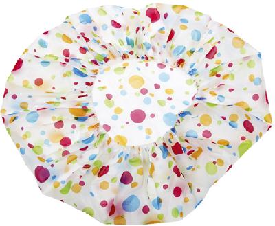 Шапочка DEWAL Beauty для душа без кружева,  с ным горохом