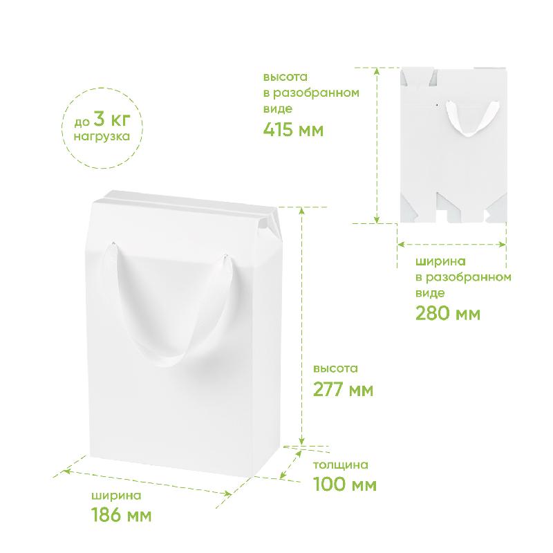 Подарочная коробка-пакет универсальная малая, 186х100х277 мм
