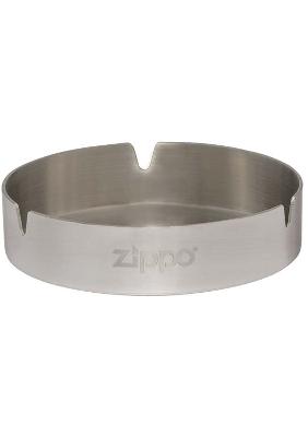 Пепельница ZIPPO, нержавеющая ,  с фирменным логотипом, овая, диаметр 10 см