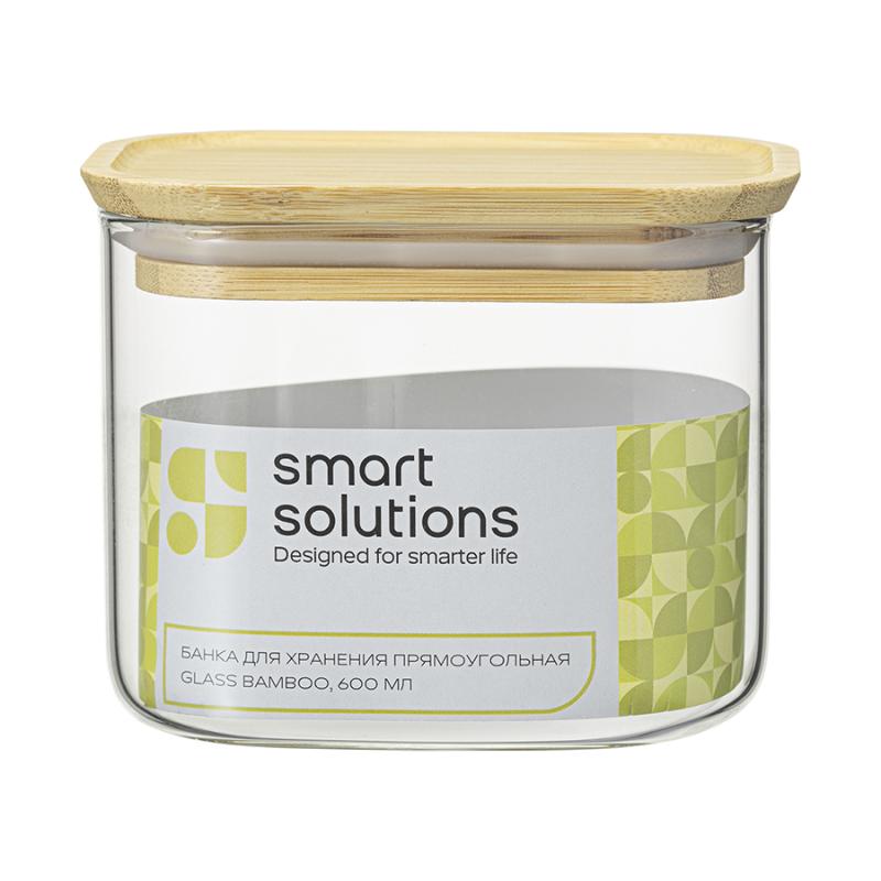 Банка для хранения прямоная glass bamboo, 600 мл