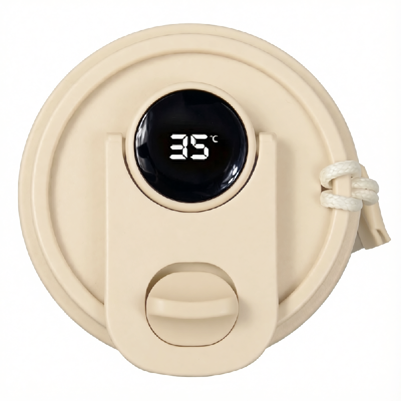 Термокружка Osaka с датчиком температуры, вакуумная, стальная, 410 мл, матовая, кремовая