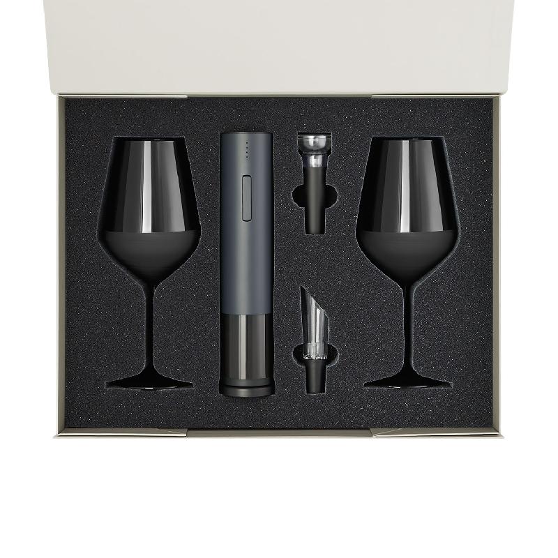 Подарочный набор 2 бокала для вина Black Edition + набор для вина Sacramento в серой коробке