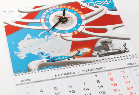 Квартальный календарь с часами. Индивидуальная разработка