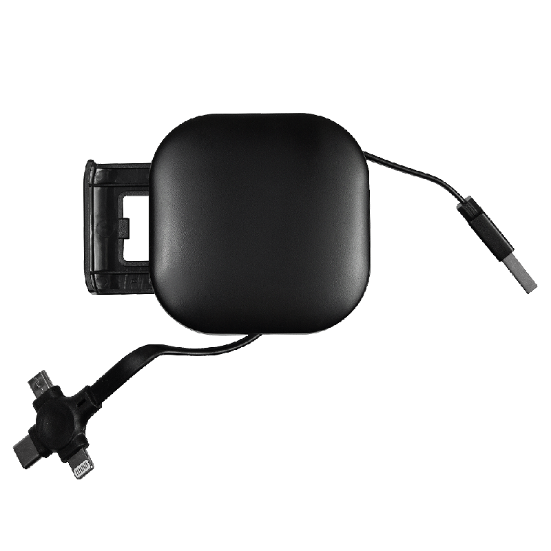 Кабель зарядный выдвижной USB Wingle Print Sample  Железные дороги  3-в-1 на Lightning, Micro-USB, Type-C «U50» 2,4 A, Quick Charge с подставкой для телефона, квадратный