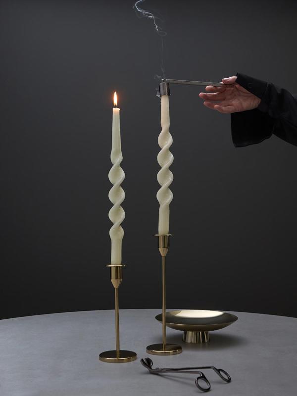 Набор из двух свечей ового цвета из коллекции essential, 35 см