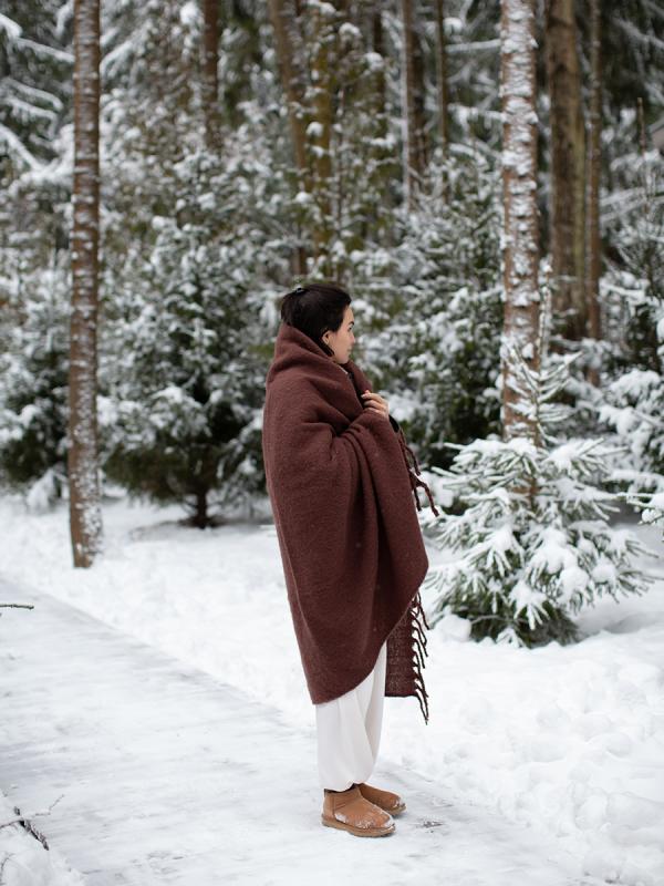 Плед мохер шоколадного цвета из коллекции essential, 130х180 см