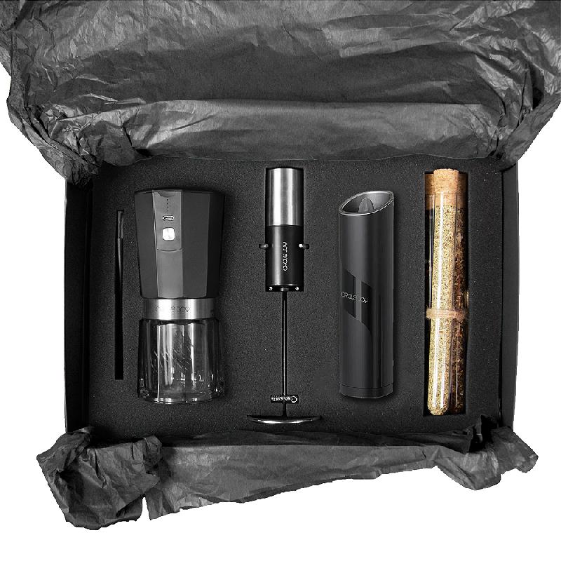 Набор подарочный Solution Quadro (мельница для кофе, мельница для соли и специй, вспениватель молока, набор специй)