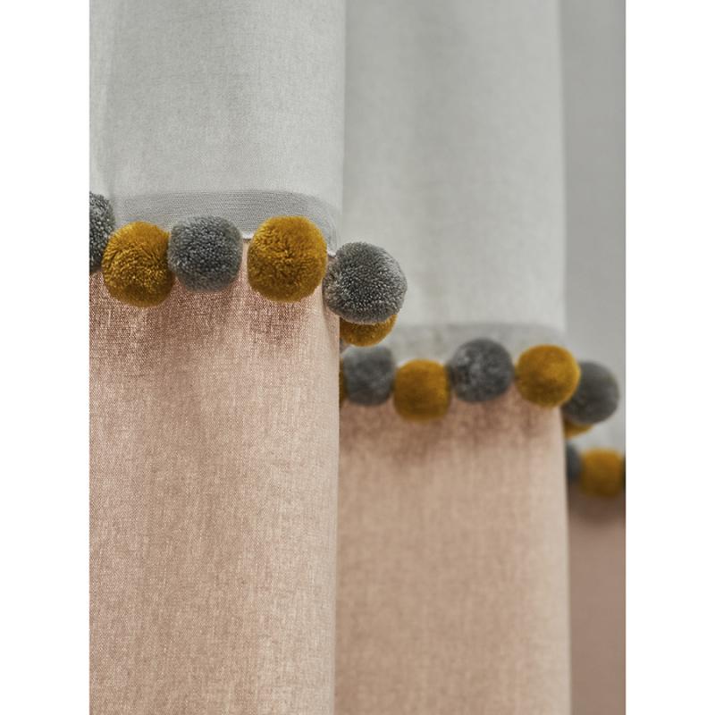 Штора из хлопка с помпонами  из коллекции essential, 150х290 см