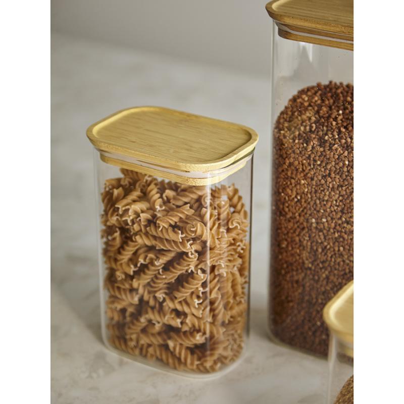 Банка для хранения прямоная glass bamboo, 1,3 л
