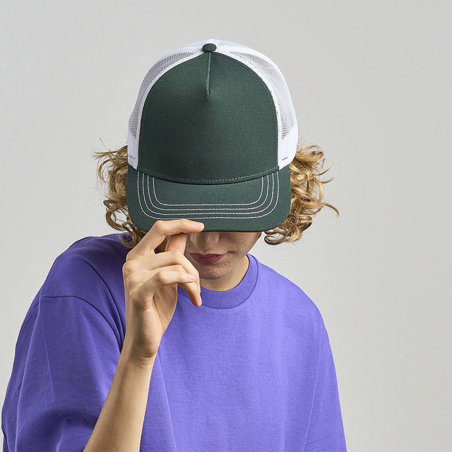 Бейсболка "RAPPER CANVAS-S", 5 клиньев, белый/бордовый/чёрный, пласт.заст., 100% полиэстер, 270 г/м2