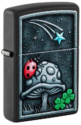 Зажигалка ZIPPO Ladybug Design с покрытием Black Matte, латунь, овая, 38x13x57 мм