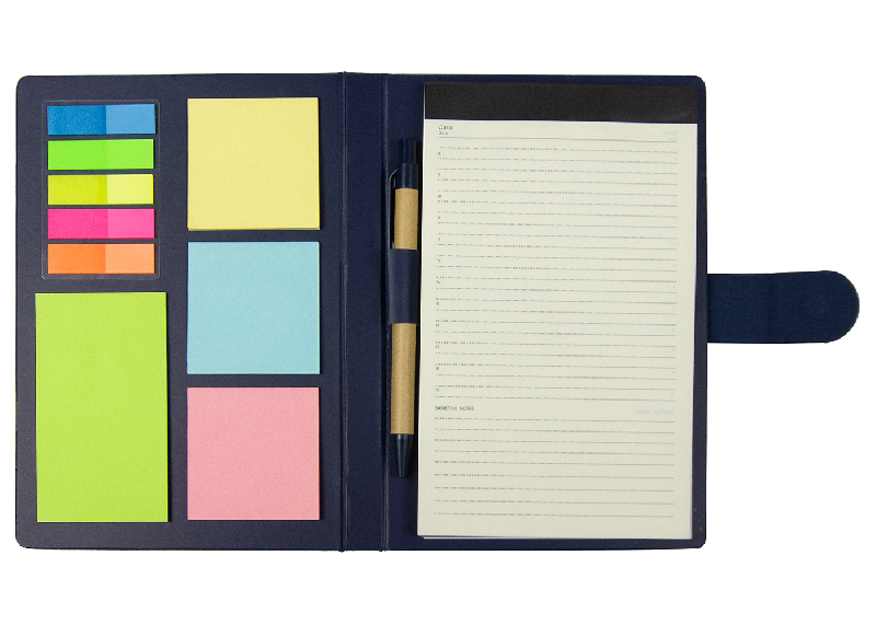 Блокнот А5 Tasmania, в твердой обложке с шариковой ручкой и стикерами, блок в линейку