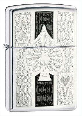 Зажигалка ZIPPO Ace с покрытием High Polish Chrome, латунь, 38x13x57 мм