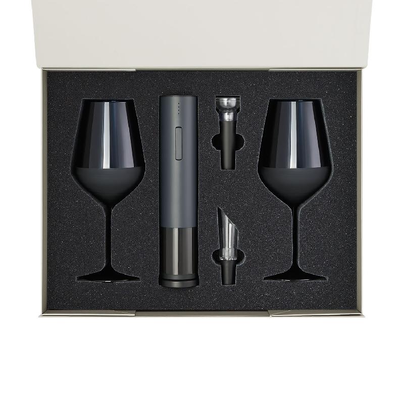 Подарочный набор 2 бокала для вина Sapphire + набор для вина с электрическим штопором Sacramento, в серой коробке