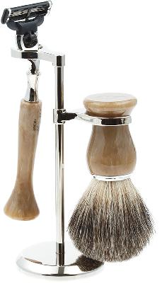 Бритвенный набор IL Ceppo: станок, помазок, подставка,  перламутровый