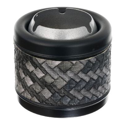 Пепельница SQuire круглая, покрытие хром и  краска, искусств кожа, овая, 93 мм