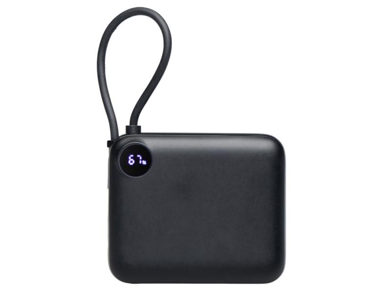 Внешний аккумулятор со встроенным кабелем Liri, QC/PD, 10000 мАч