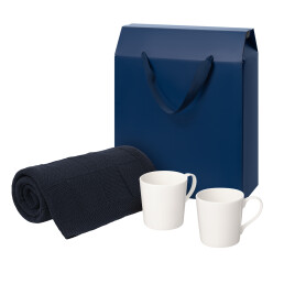 Подарочный набор Siena, Cella,  в коробке-пакете (две фарфоровых кружки, плед)