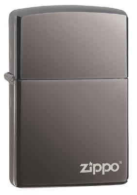 Зажигалка ZIPPO Logo с покрытием Black Ice®, латунь, глянцевая, 38x13x57 мм