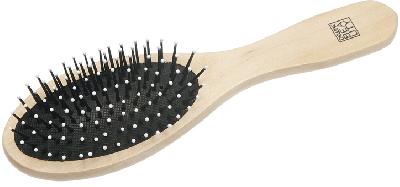 Щетка Dewal Beauty серия "Дерево" массажная с пластиковым штифтом деревянная, овальная