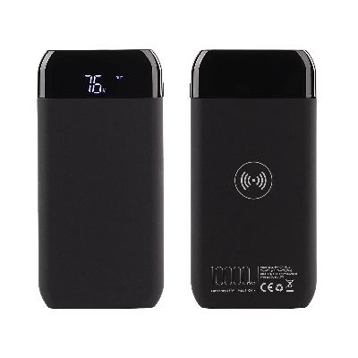 Беспроводное зарядное устройство "ShineMax SOFTTOUCH", 10000 mAh с подсветкой логотипа и цифровым индикатором заряда