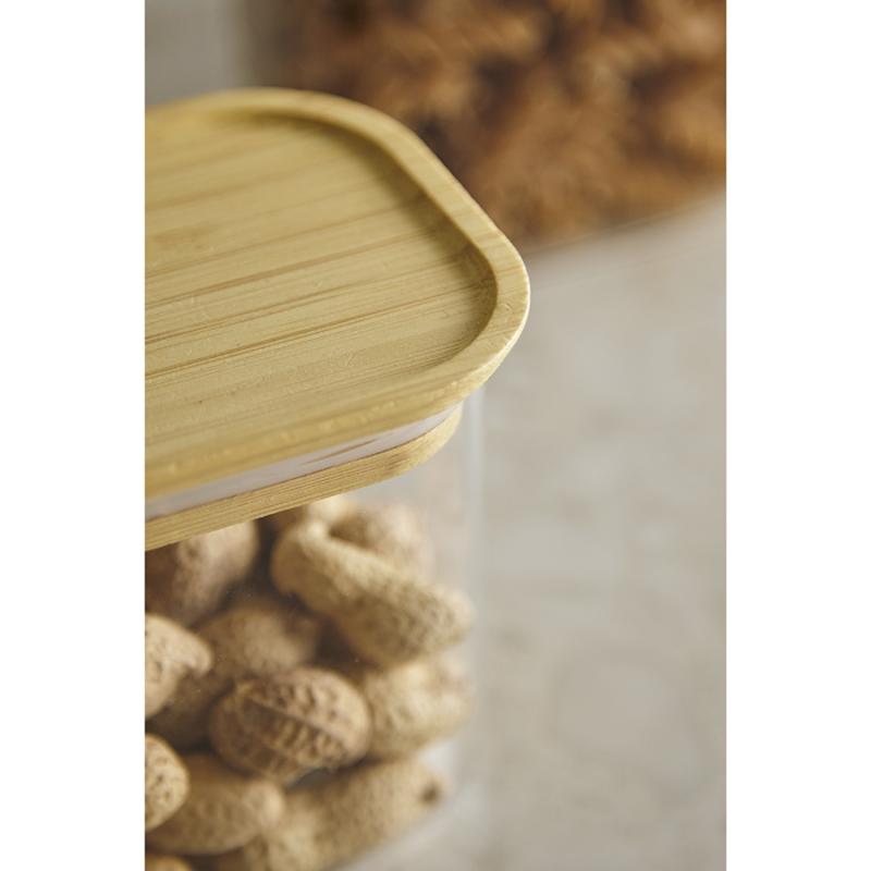 Банка для хранения прямоная glass bamboo, 600 мл