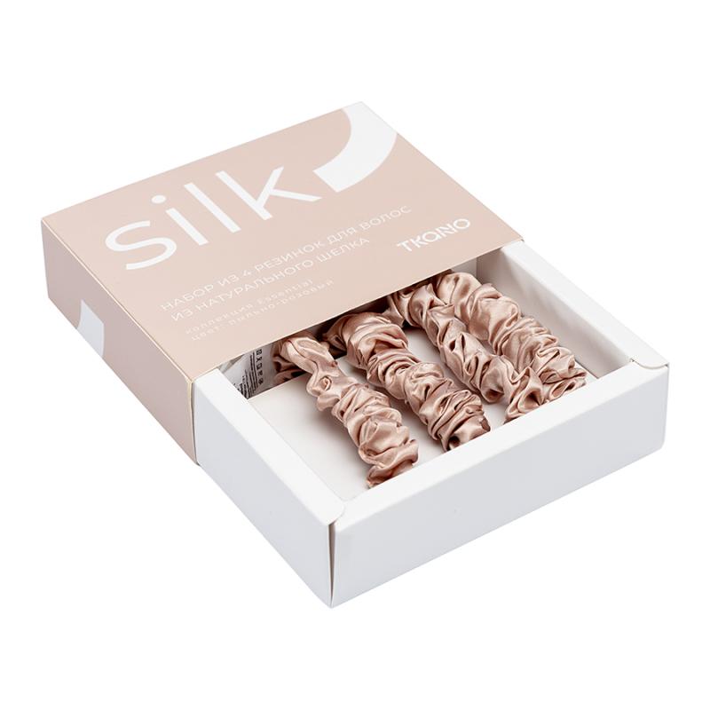 Набор из 4 шелковых резинок для волос  из коллекции essential