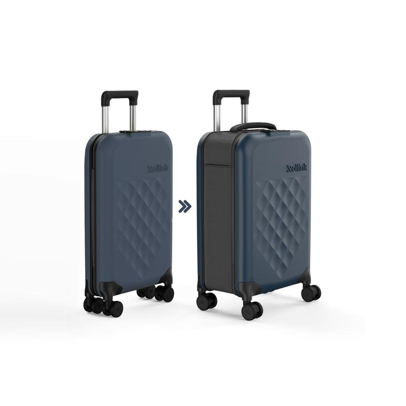 Чемодан складной Rollink Vega 360 55x40x20 см, 4 колеса, серо-синий