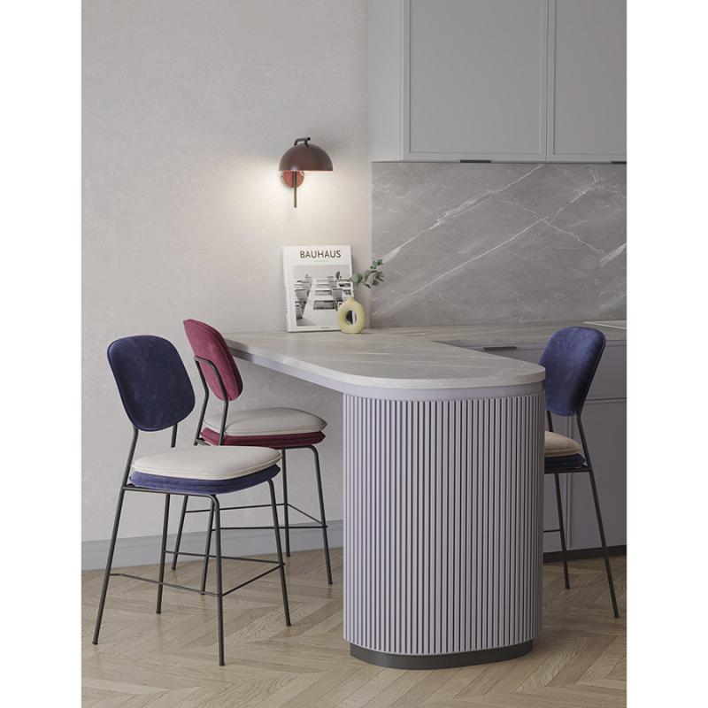 Стул полубарный с контрастным кантом pea, велюр