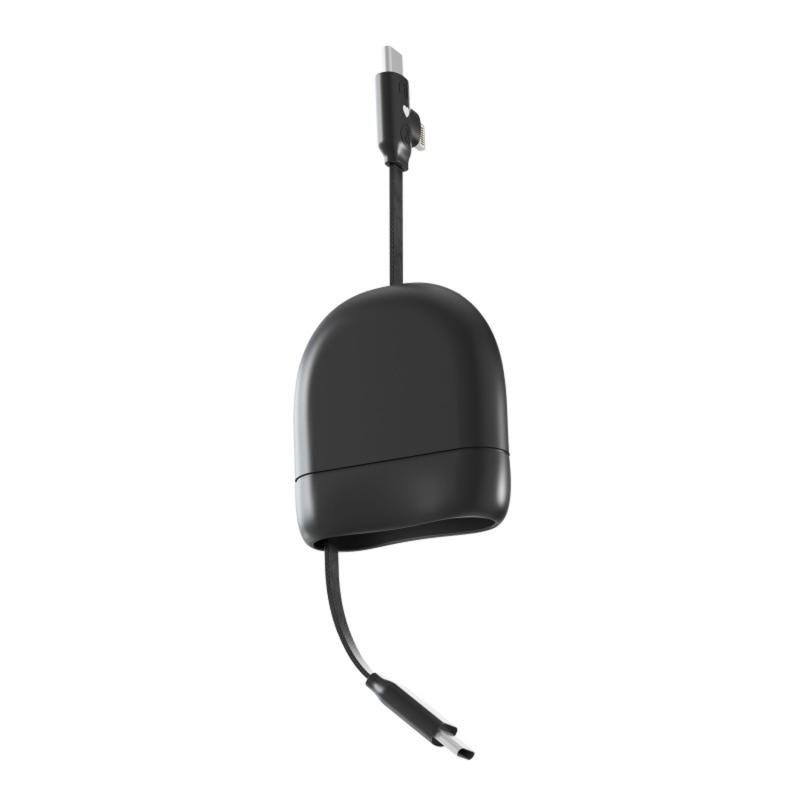 Кабель Xoopar ICE-R с ретрактором 2 в 1, разъёмы USB-C и Lightning, 60 Вт