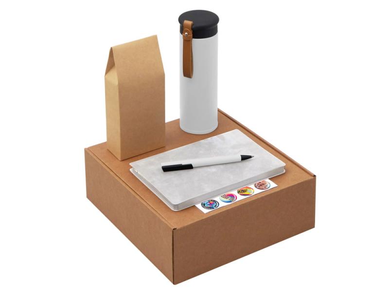 Набор Draftea с блокнотом, ручкой, термосом и чаем