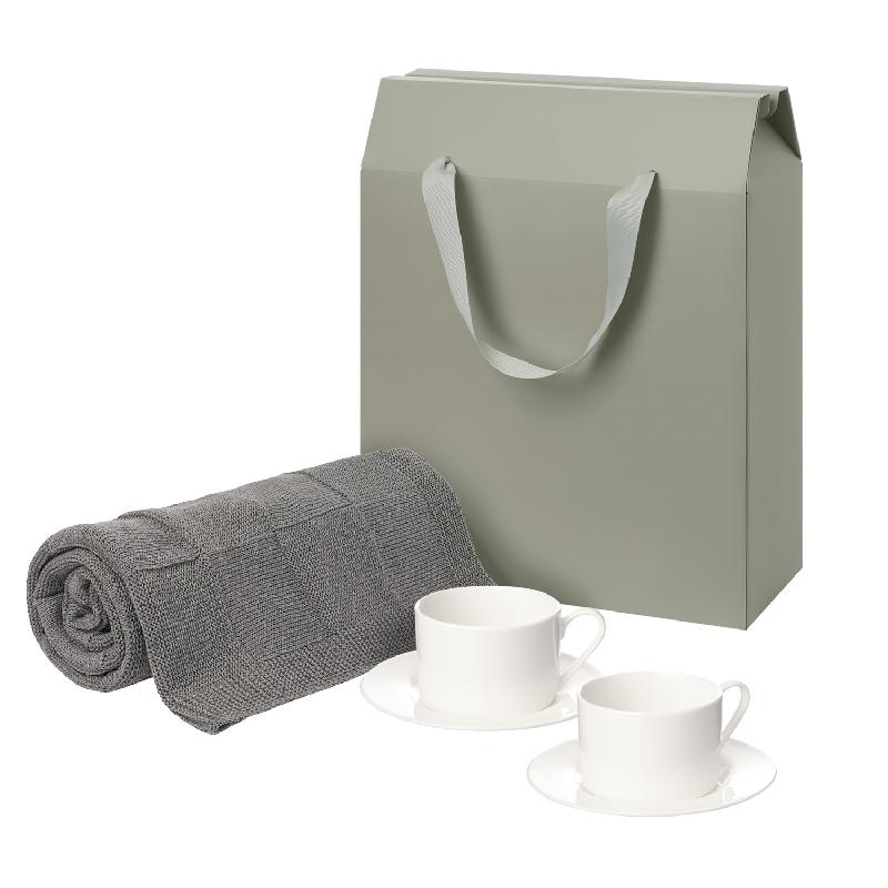 Подарочный набор Mokko, Сella,  в коробке-пакете (две чайных пары, плед)