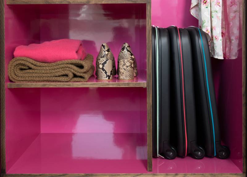 Чемодан складной Rollink Earth 55x40x20 см, 2 колеса, черный/зеленый