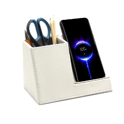 Настольный органайзер Ron c беспроводной зарядкой, белый