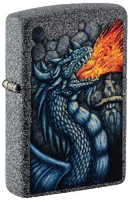 Зажигалка ZIPPO Fiery Dragon с покрытием Iron Stone, латунь, овая, 38x13x57 мм