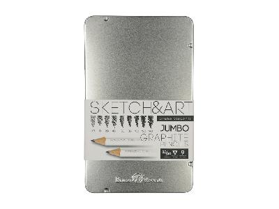 Набор из 9 утолщенных чернографитовых карандашей Sketch & Art HB - 14B