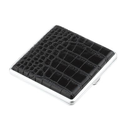 Портсигар SQuire, нержавеющая , искуственная кожа, 9,6х9,3х1,9 см