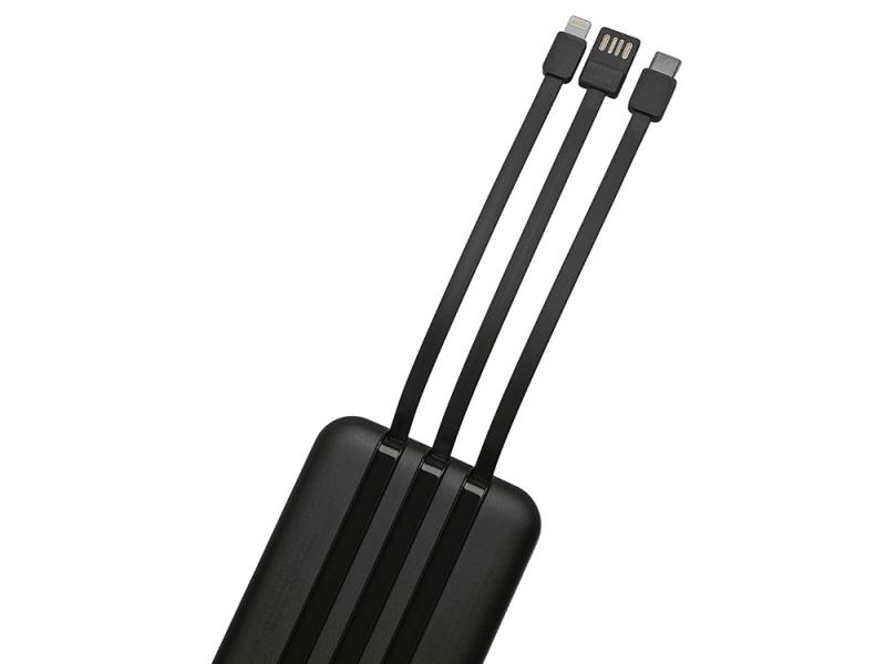 Магнитный беспроводной внешний аккумулятор со встроенными кабелями Мэни, 10000 мАч