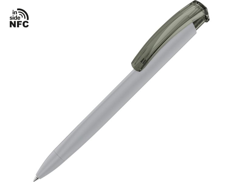 Ручка пластиковая шариковая трехгранная Trinity K transparent Gum soft-touch с чипом передачи информации NFC