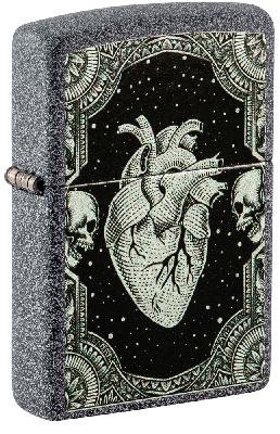 Зажигалка ZIPPO Heart Design с покрытием Iron Stone, латунь, 38x13x57 мм