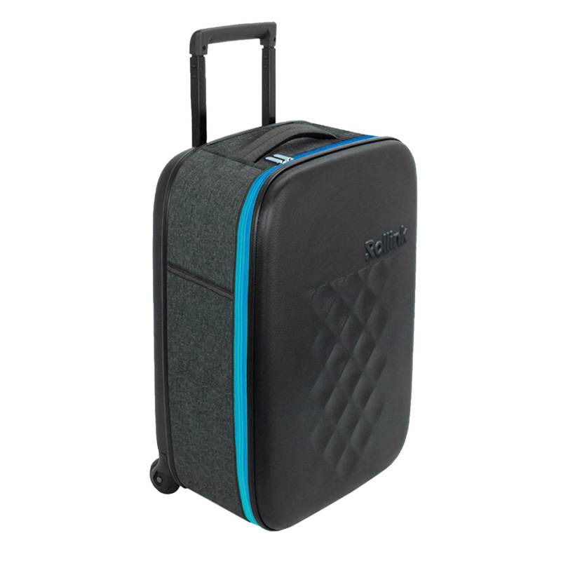 Чемодан складной Rollink Earth 55x40x20 см, 2 колеса, черный/синий