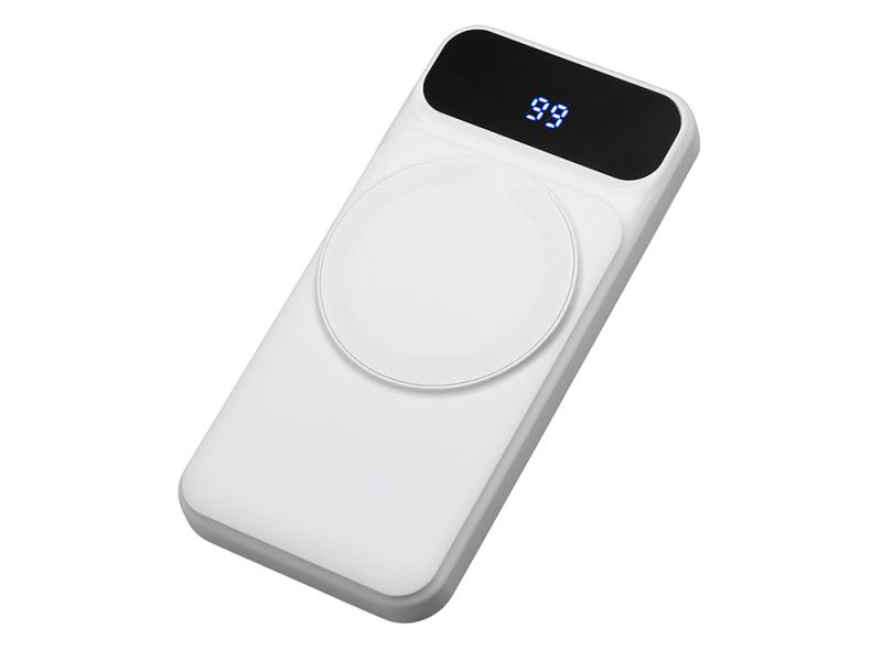 Магнитный беспроводной внешний аккумулятор со встроенными кабелями Мэни, 10000 мАч
