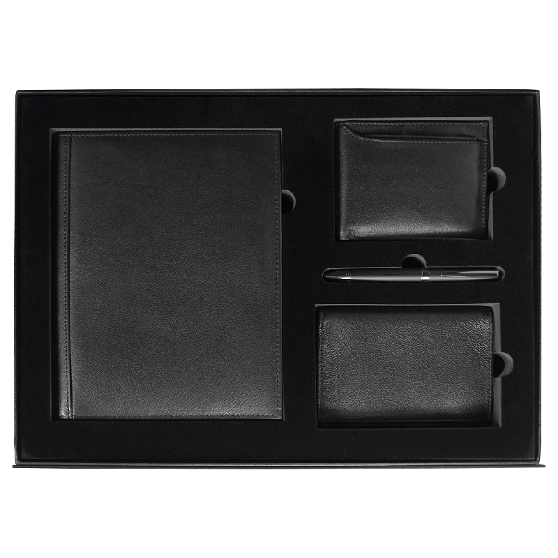 Набор подарочный Solution Prestige Quardo  (суперобложка из натуральной кожи, обложка для паспорта, ручка шариковая, кошелек с картхолдером)